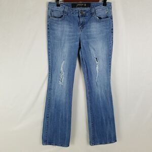 Grane Jeans Juniors 11 Blue Low Rise Bootcut Distressed Medium Wash Denim